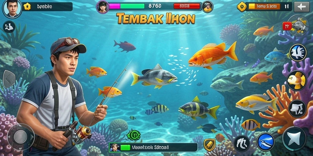 Tangkapan layar gameplay seru dari game Tembak Ikan 8768.