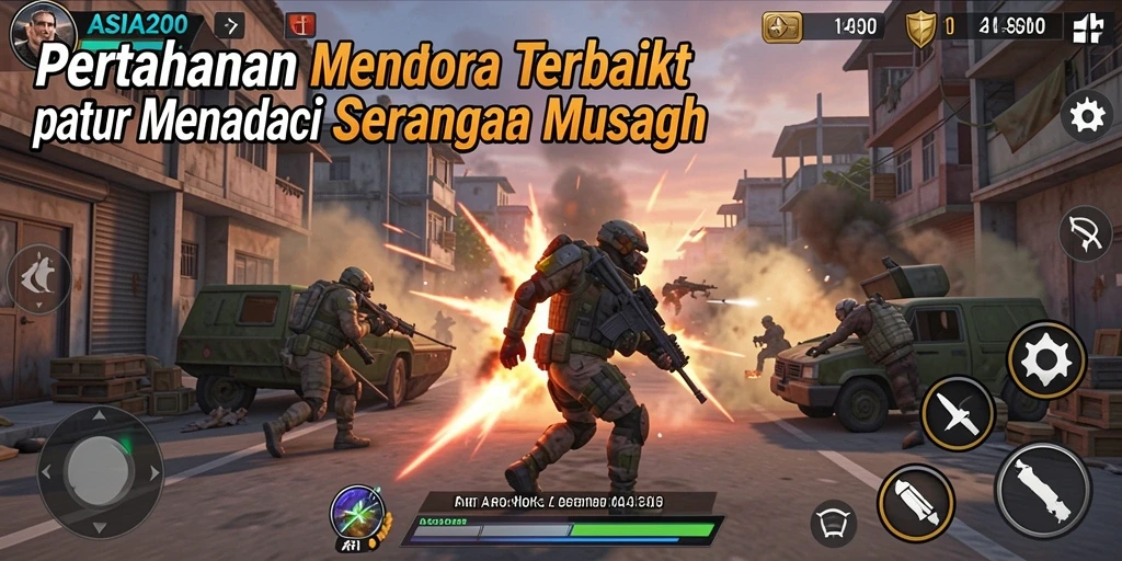Tangkapan layar menunjukkan menara dan musuh dalam laga Tower Defense.
