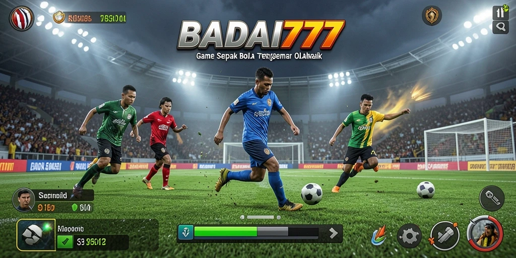 Tampilan gameplay BADAI777 yang menarik dengan aksi sepak bola yang seru.
