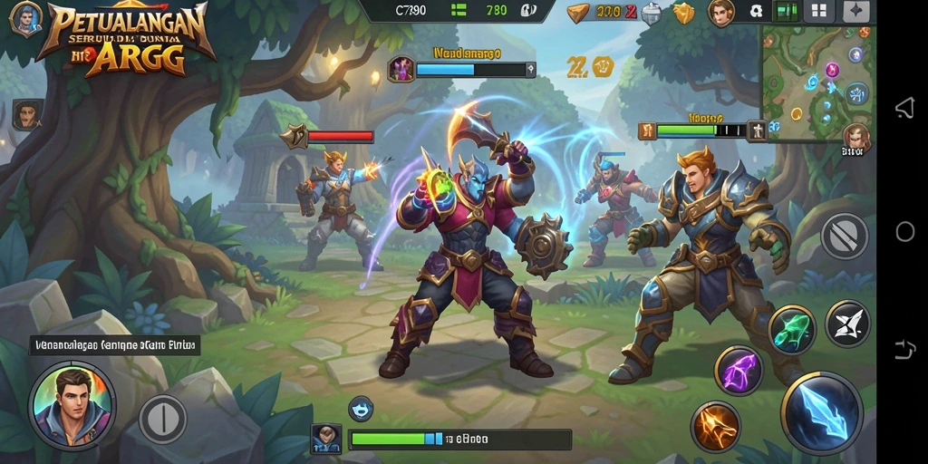 Screenshot C7890 menampilkan pertarungan dinamis di dunia fantasi.