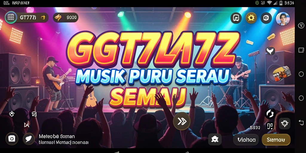 Screenshot GT777 menunjukkan gameplay yang dinamis dan interaktif dengan musik.
