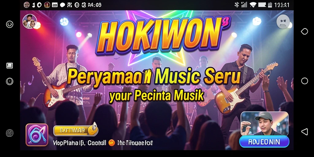 Screenshot permainan HOKIWON yang menunjukkan keseruan gameplay musik.