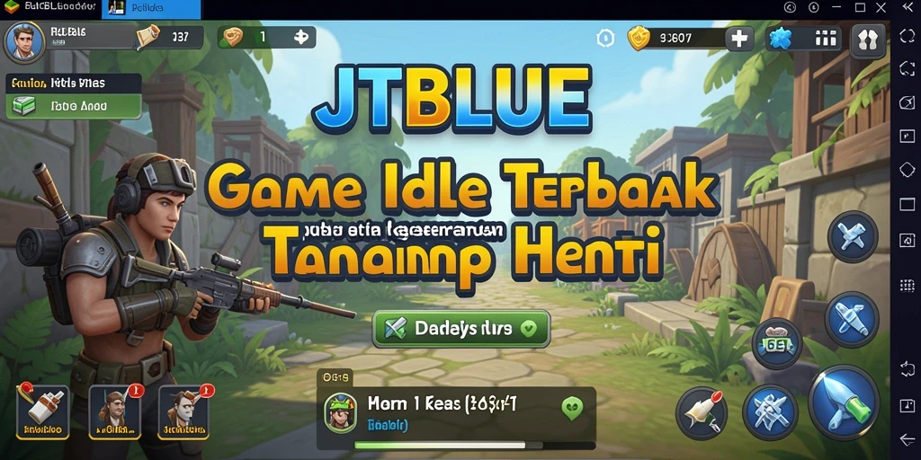 Tangkapan layar utama JTBLUE menampilkan gameplay yang seru dan interaktif.