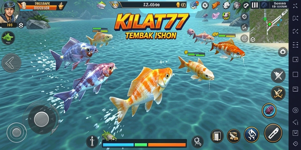 Tampilan gameplay KILAT77 dalam aksi memukau saat menembak ikan.