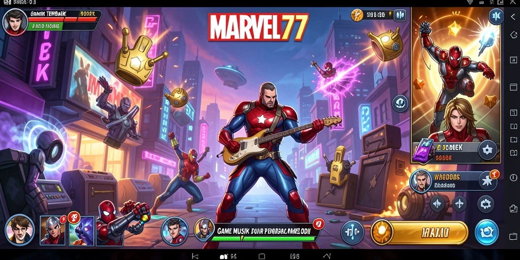 Tampilan gameplay MARVEL77 yang menarik dan penuh warna.