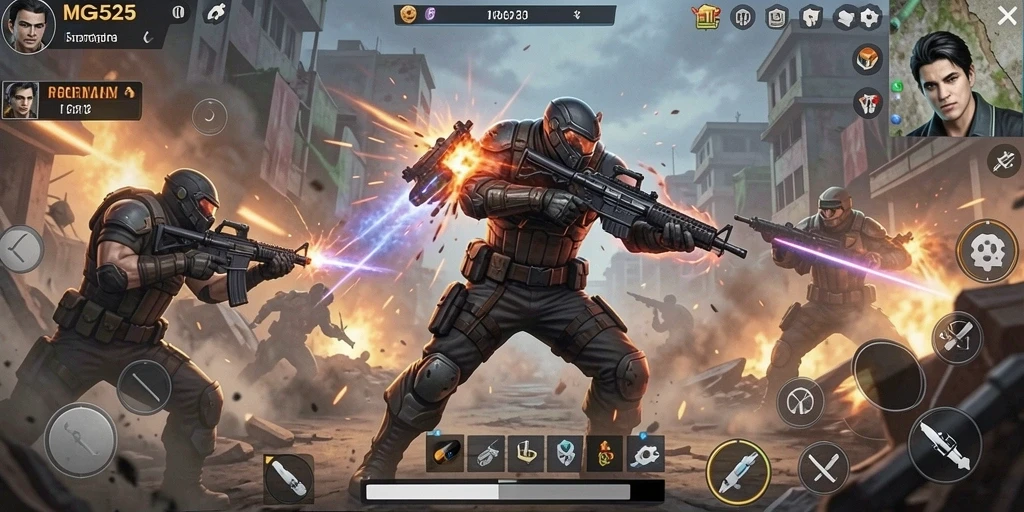 Tangkapan layar menunjukkan aksi seru dari gameplay MG525.