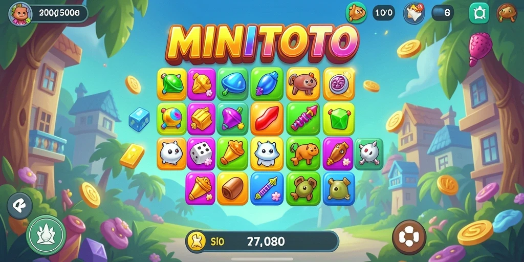 Tampilan gameplay seru di MINITOTO dengan kombinasi warna-warni.