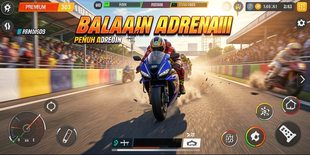 Tampilan gameplay seru dari balapan motor di PREMIUM303.