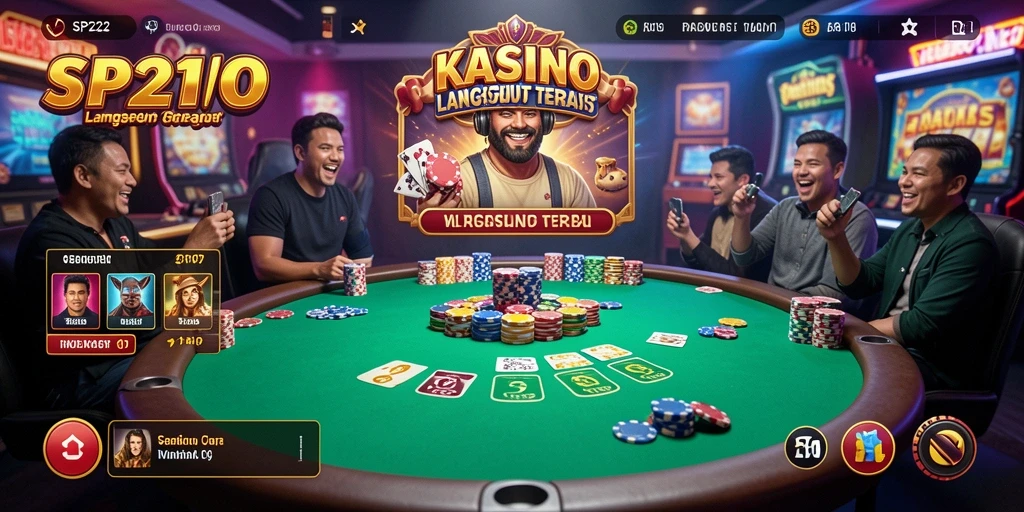 Tampilan gameplay SP212 menampilkan dealer profesional dan berbagai meja permainan.